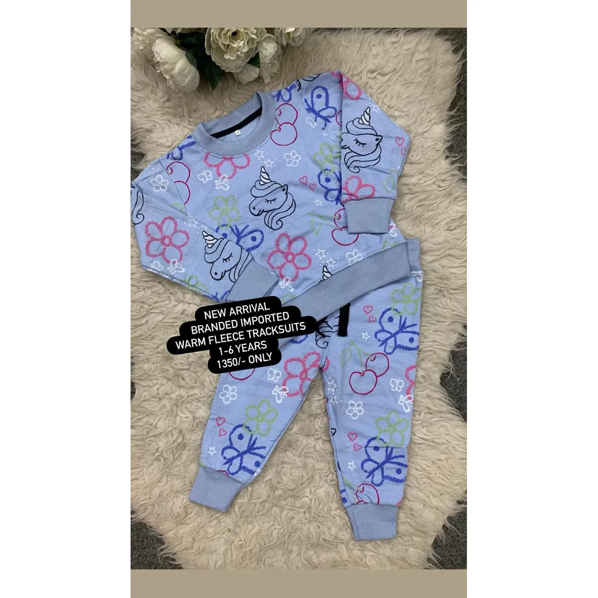 Kids Girls Warm Fleece Branded Track Suit 2